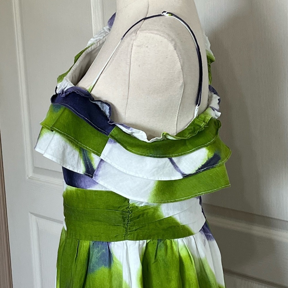 Busayo Collective Tie Dye Maxi Dress Ruffle One Shoulder Tiered 8 Resort Derby - Picture 12 of 14